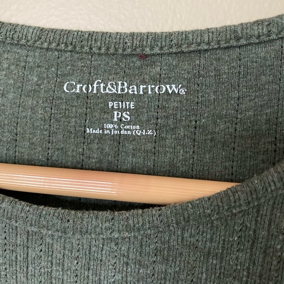 {Croft & Barrow} Moss Green Long Sleeve Ribbed T-Shirt - Picture 3 of 5